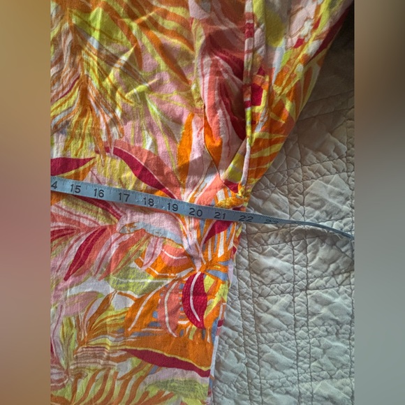 C&C California Tunic Top Tropical Floral Linen/Rayon Button Up Sz XL Beach Vacay - Picture 14 of 15